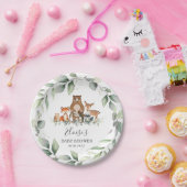 緑がかわいい森林地の動物たちがベビーシャワー中立 ペーパープレート (パーティー)