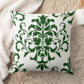 緑が入っている。グリーンエレガントフローラダマスクオンホワイト クッション (ブランケット)