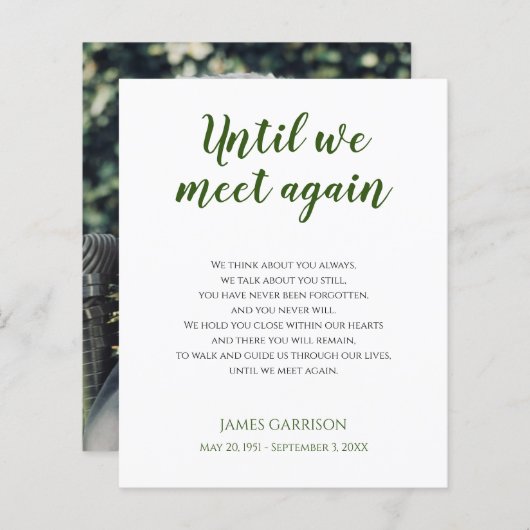 緑が再び会うまで記念詩と写真 (正面/裏面)