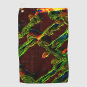 緑が火の上で排出 ゴルフタオル (正面)