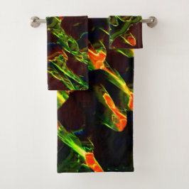 緑が火の上で排出 バスタオルセット