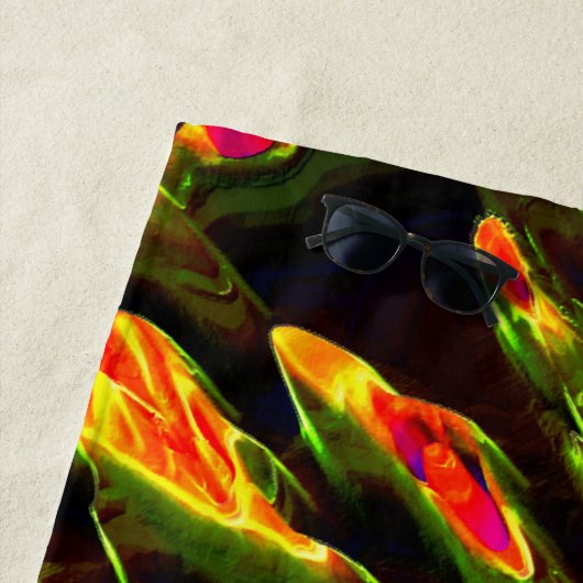 緑が火の上で排出 ビーチタオル (インサイチュ)