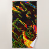 緑が火の上で排出 ビーチタオル (正面)