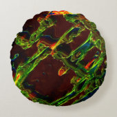 緑が火の上で排出 ラウンドクッション (正面)