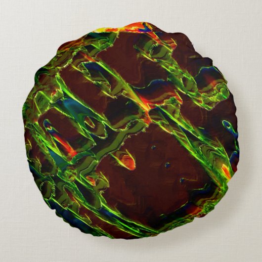 緑が火の上で排出 ラウンドクッション (裏面)