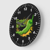 緑が熱い ラージ壁時計 (傾斜)