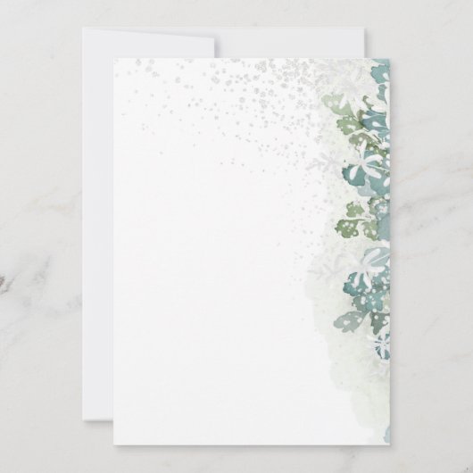 緑きらめく色ホワイト庭園の結婚式 招待状 (裏面)