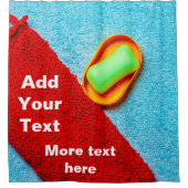 緑せっけん赤スクラバーブルータオルのカスタマイズ シャワーカーテン (正面)