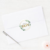 緑その少年の金ゴールドユーカリ赤ちゃんシャワー ラウンドシール (封筒)