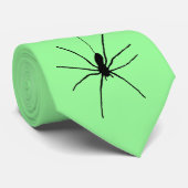 緑つる色の黒の淡い色のクモ ネクタイ (ロール)