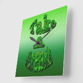 緑で息を書吸いなさい。   スクエア壁時計 (傾斜)