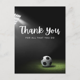 緑で感謝していするサッカーボール ポストカード