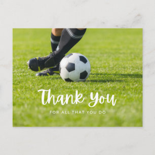 緑で感謝していするサッカーボール ポストカード