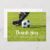 緑で感謝していするサッカーボール ポストカード (正面/裏面)