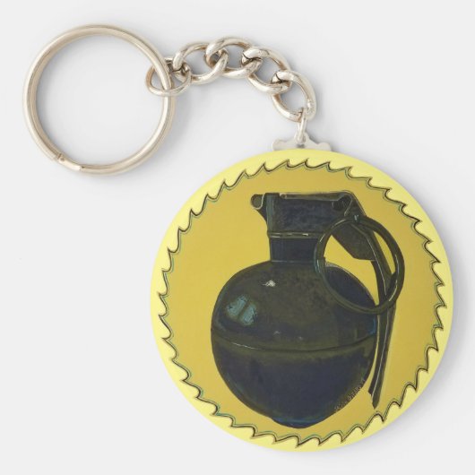 緑で黄色に手榴弾 キーホルダー (正面)