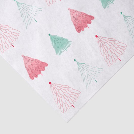 緑とお洒落ピンクの木々のクリスマス 薄葉紙 (詳細)