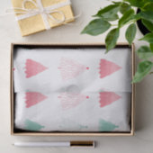 緑とお洒落ピンクの木々のクリスマス 薄葉紙 (ギフト)