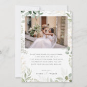 緑とお洒落金ゴールドフラットフェード写真 サンキューカード (裏面)