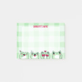 緑とってもキュートな子供用オリジナル漫画カエルキャラクター ポストイット (正面)