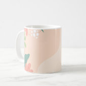 緑とはっきりしたオレンジ色の色合いの葉グラフィック コーヒーマグカップ (正面左)