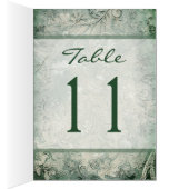 緑とアイボリーのフローラテーブル番号カード (内側 (右))