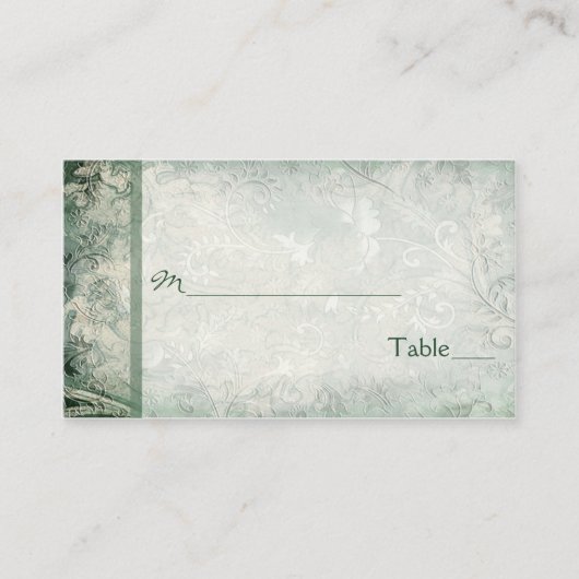 緑とアイボリーのフローラプレイスカード プレイスカード (正面)