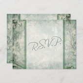 緑とアイボリーのフローラ返信カード 招待状 (正面/裏面)