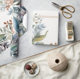 緑とアクアの紅葉の水彩包み紙 ラッピングペーパー