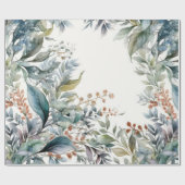 緑とアクアの紅葉の水彩包み紙 ラッピングペーパー (フラット)