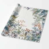 緑とアクアの紅葉の水彩包み紙 ラッピングペーパー (アンロールド)