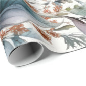 緑とアクアの紅葉の水彩包み紙 ラッピングペーパー (ロールコーナー)