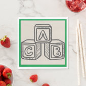 緑とアルファベットブロック赤ちゃんシャワーランチ スタンダードランチョンナプキン (インサイチュ)