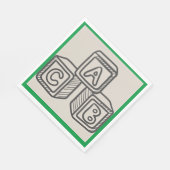 緑とアルファベットブロック赤ちゃんシャワーランチ スタンダードランチョンナプキン (角)