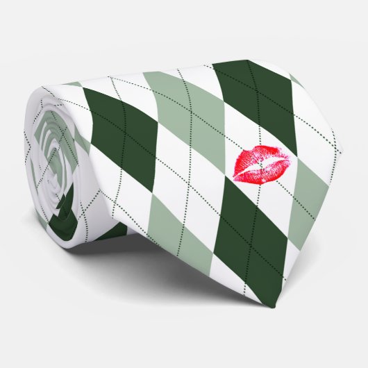 緑とアーガイルキス ネクタイ (ロール)