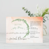 緑とアーンジの葉の長距離ベビーシャワー 招待状 (スタンド正面)