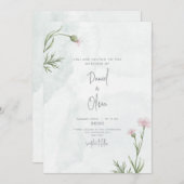 緑とエレガントフローラ結婚の 招待状 (正面/裏面)