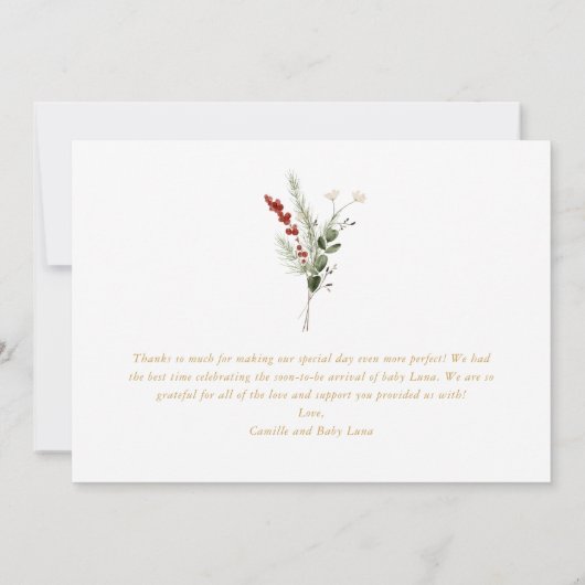 緑とエレガント果実の赤ちゃんシャワー サンキューカード (裏面)
