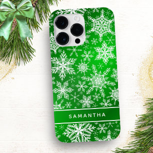 緑とエレガント白の雪の結晶クリスマス Case-Mate iPhone 14 PRO MAXケース