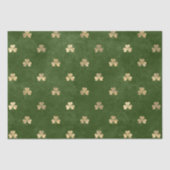 緑とエレガント金ゴールドのシャムロックパターン 薄葉紙 (正面)