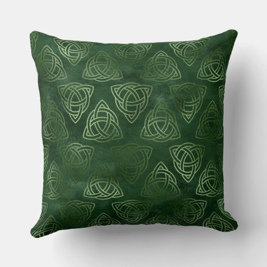 緑とエレガント金ゴールドアイリッシュケルト柄 クッション (裏面)