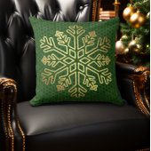 緑とエレガント金ゴールドスノーフレーク装飾品 クッション
