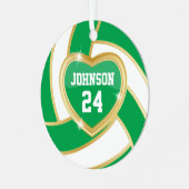 緑とエレガント金ゴールドバレーボール メタルオーナメント (正面左)