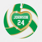 緑とエレガント金ゴールドバレーボール メタルオーナメント (正面)