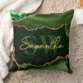 緑とエレガント金ゴールドフェイクグリッターマーブルゲート クッション (ブランケット)