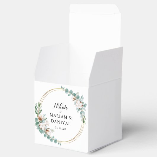 緑とエレガント金ゴールドフローラムスリムのニカ結婚ス フェイバーボックス (オープン)