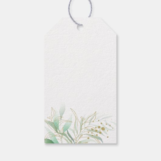 緑とエレガント金ゴールド表示シャワー ギフトタグ (裏面)