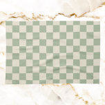 緑とオフホワイトチェッカーボード キッチンタオル<br><div class="desc">緑とオフホワイトチェッカーボード</div>