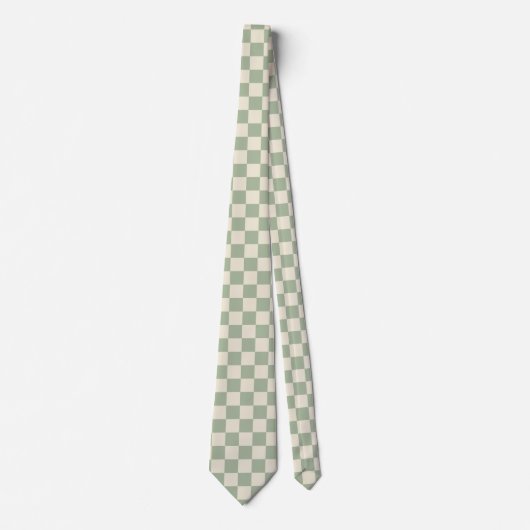 緑とオフホワイトチェッカーボード ネクタイ (正面)
