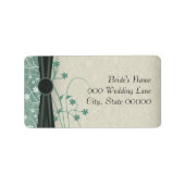 緑とオフ白の結婚住所 シール (正面)