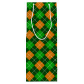緑とオレンジのアイルランドの格子模様の色合い ワインギフトバッグ (裏面)